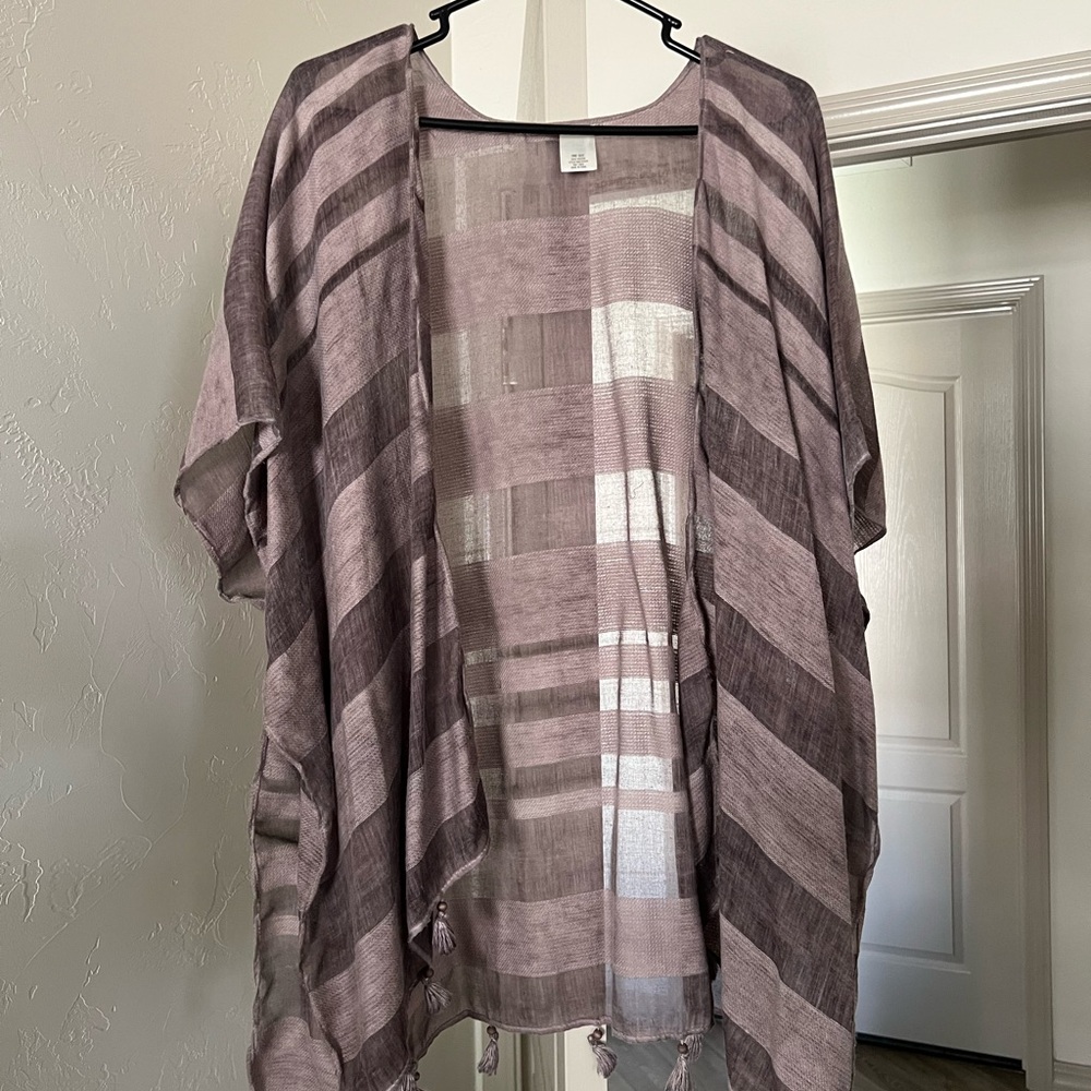 Striped Sheer Kimono Cardigan